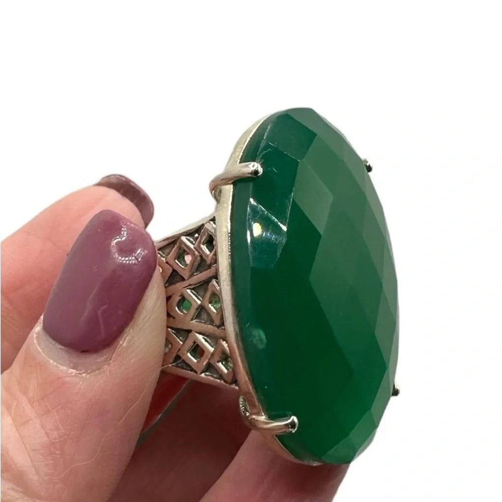Statement ring Rare green onyx sz 6 NWT - Picture 4 of 5